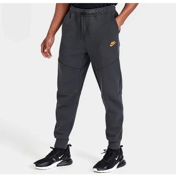 Nike Tech Fleece Taped Jogger - Grey/Orange - Picture 1 of 8